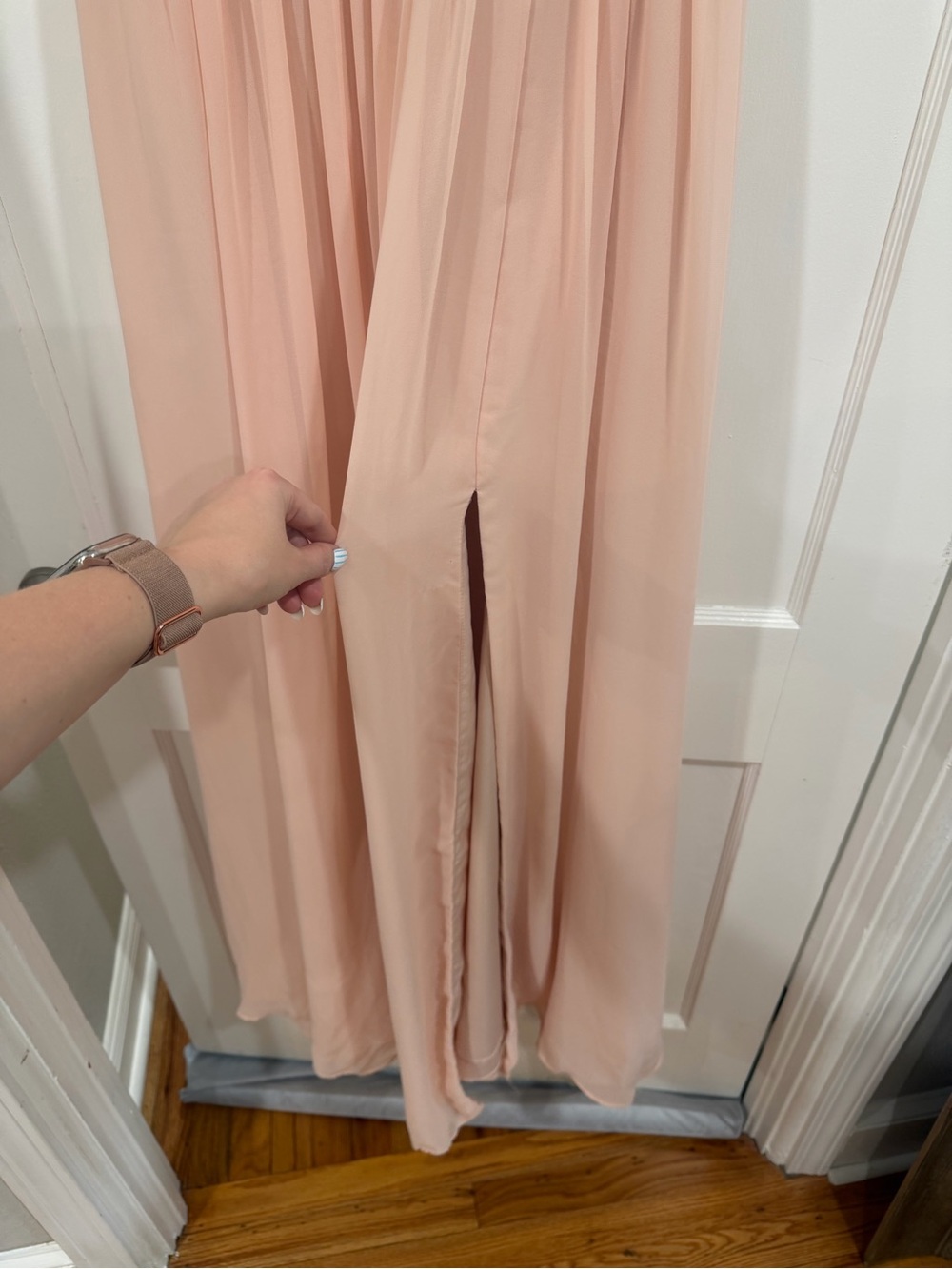 Azazie Blush Maxi Dress with Ruffle Straps - Picture 2 of 9